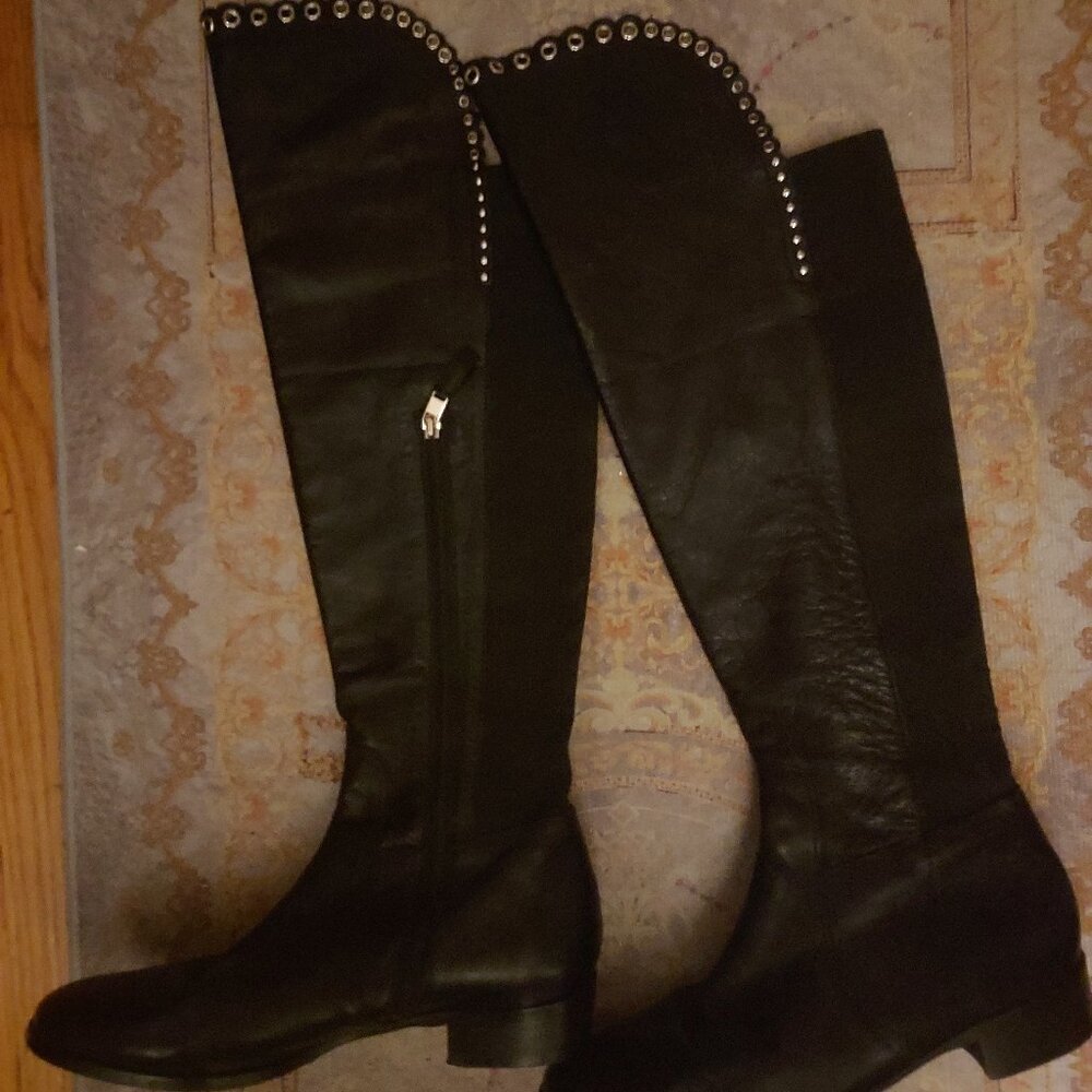 L.K. BENNETT LONDON BLACK LEATHER OTK ENGLISH BOOTS 39-1/2